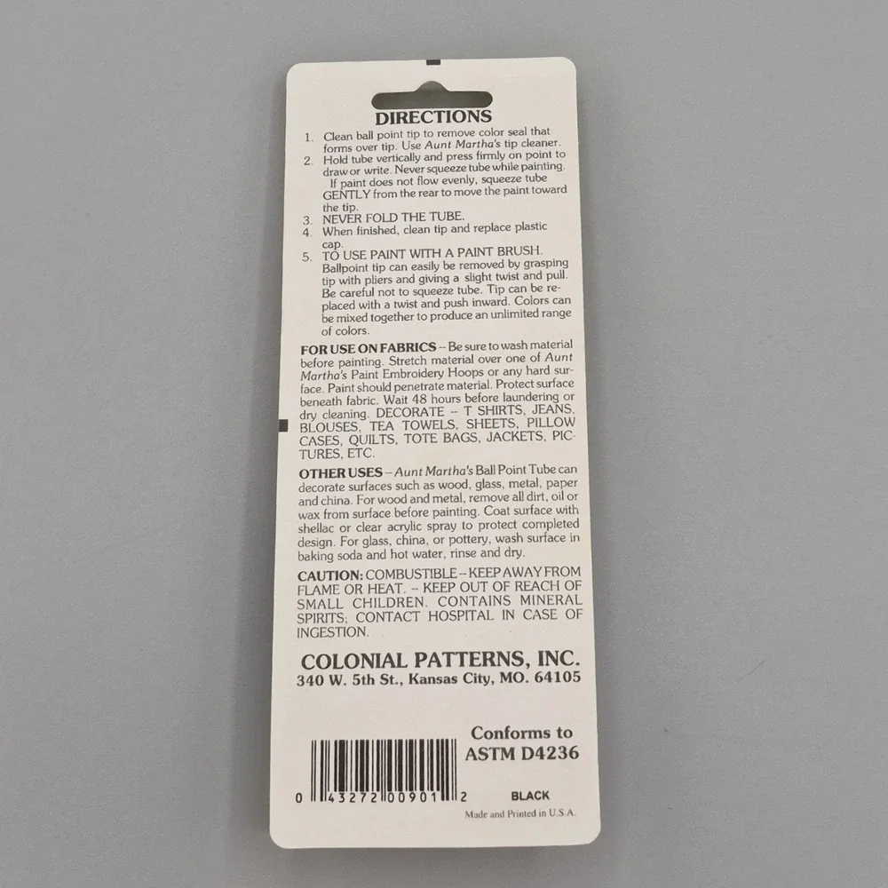 Aunt Martha's‎ 900-1  Ballpoint Paint Tube 1oz-Black